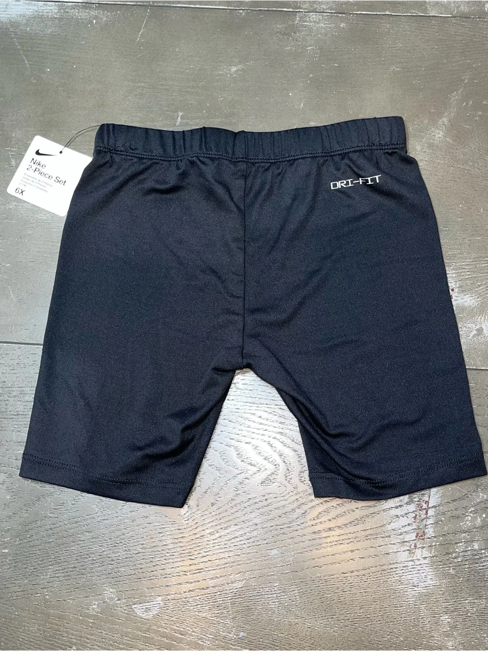Nike Black Long Sleeve Quarter Zip Bike Shorts Set Black Thumb Hole NWT Girls 6X - Picture 8 of 8